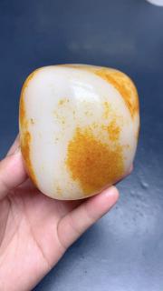 高端和田玉 洒金皮 羊脂白玉 原石手把件